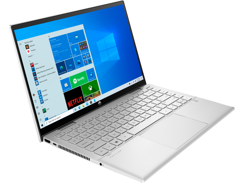 21C1 - كمبيوتر HP Pavilion x360 14 القابل للتحويل - FFPlus باللون الفضي الطبيعي غير FPR Win10 CoreSet المواجه لليمين