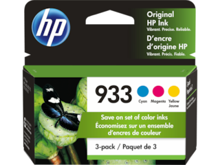 HP 933 3-pack Cyan/Magenta/Yellow Original Ink Cartridges, N9H56FN#140