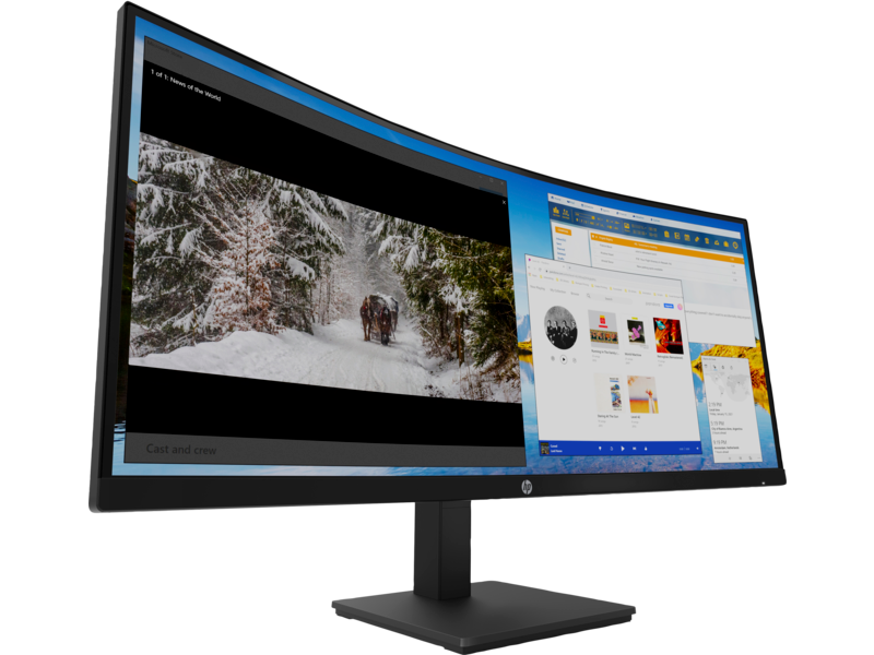 HP M34d QHD Curved Monitor - JetBlack FrontRight Layered