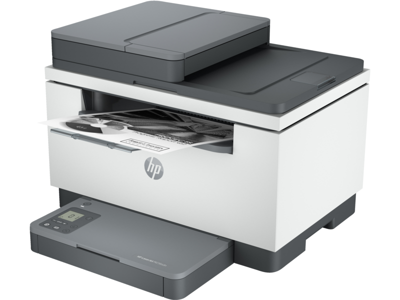 Imprimante multifonction HP LaserJet M236sdn (basalte clair) orientée vers la gauche