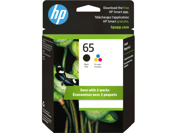 Ink Supplies, HP 65 2-pack Black/Tri-color Original Ink Cartridges, T0A36AN#140