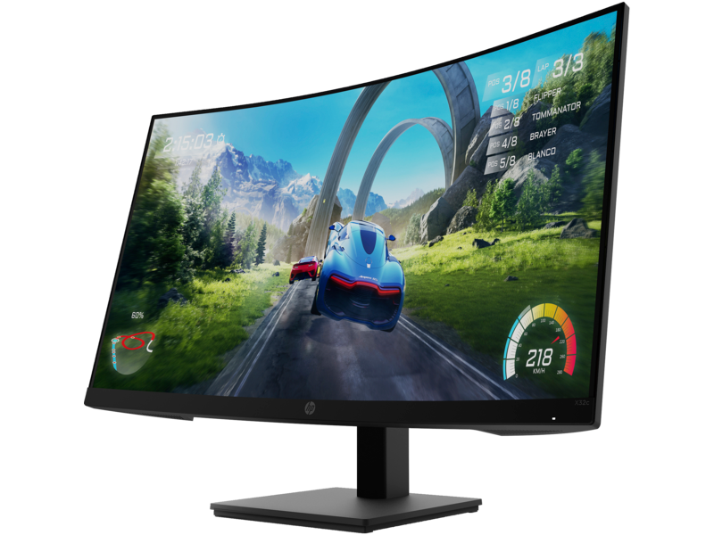 21C1 - HP X32c - 32 Inch Monitor - Jack Black, IPS, AMD Freesync, 165Hz, 1ms Response Time, Front Le