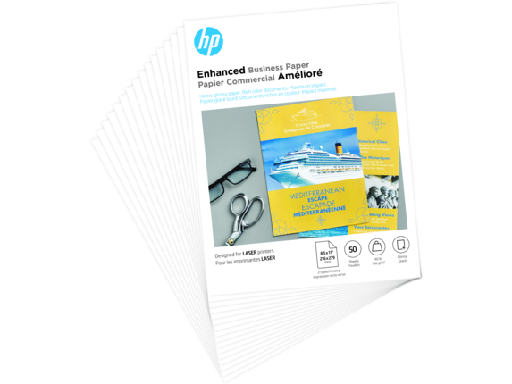 HP Enhanced Business Paper, Glossy, 40 lb, 8.5 x 11 in. (216 x 279 mm), 50 sheets 4WN09A