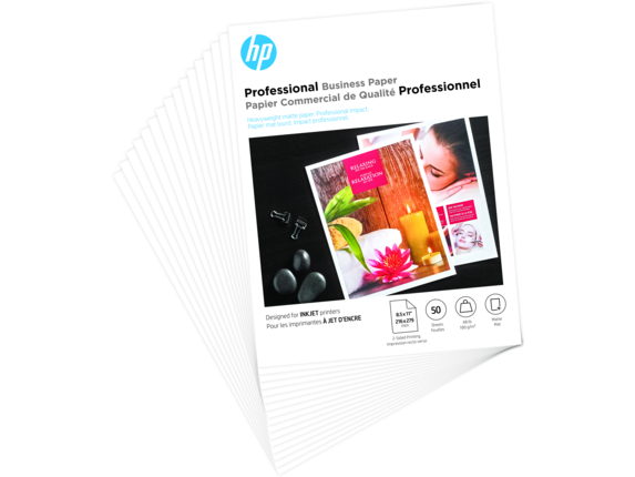 HP Professional Business Paper, Matte, 48 lb, 8.5 x 11 in. (216 x 279 mm), 50 sheets 4WN01A