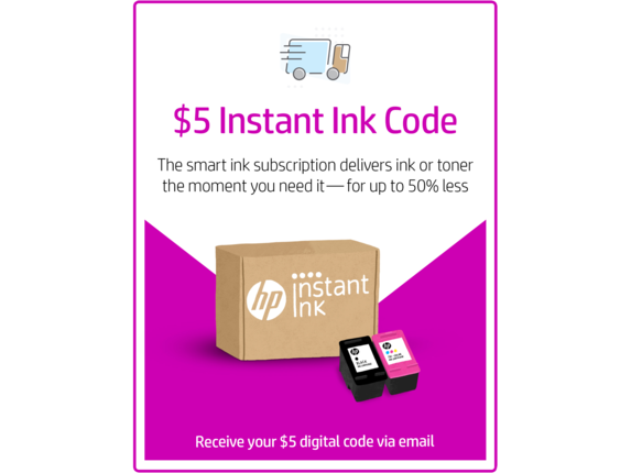 HP 63 $5 prepaid eCode for Instant Ink