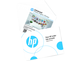 HP Advanced Photo Paper, Glossy, 65 lb, 5 x 5 in. (127 x 127 mm), 20 sheets 49V50A