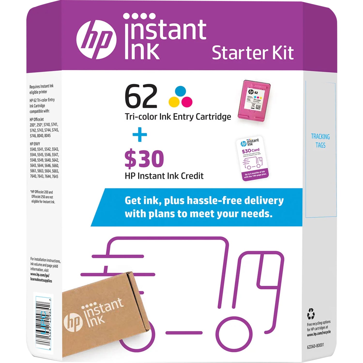 HP 62 Color Ink Cartridge with II Prepaid 30 Card Kit | HP® Bangladesh