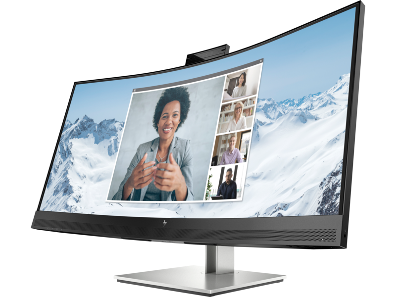 HP E34m USB-C Conferencing Monitor JetBlack IRcam AHS CoreSet ZoomScreen1 FrontLeft