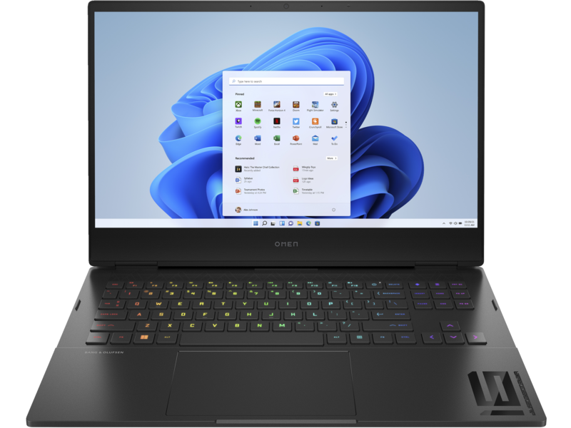 22C2 OMEN by HP 16 inch Gaming Laptop PC 80w NonNumpad RGB ShadowBlack Front