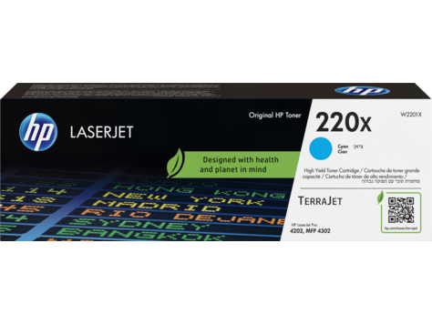 HP 220X W2201X ciánkék eredeti LaserJet toner kazetta 4202 4302 nyomtatókhoz (5500 old.)