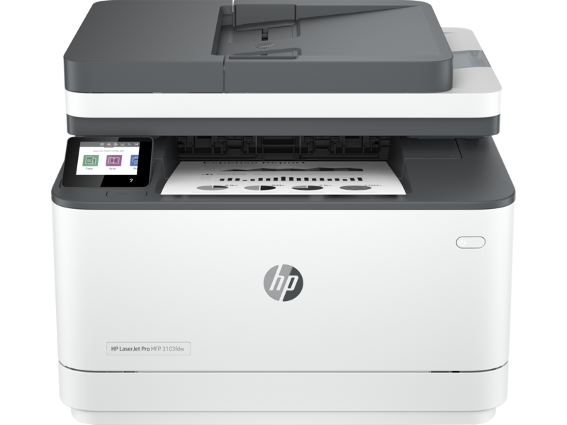 HP LaserJet Pro MFP 3103fdw (Medium Basalt) Catalog, Front with output