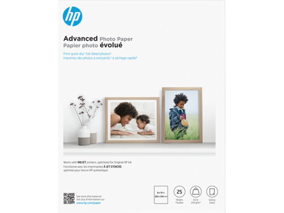 Image for HP Advanced Photo Paper Glossy 65 lb 8 x 10 in. (203 x 254 mm) 25 sheets from HP2BFED
