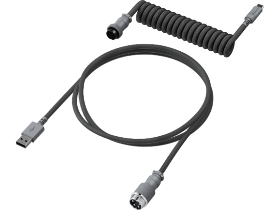 Series 3 of 9 HyperX Keyboard Accessories, HyperX USB-C Coiled Cable Gray