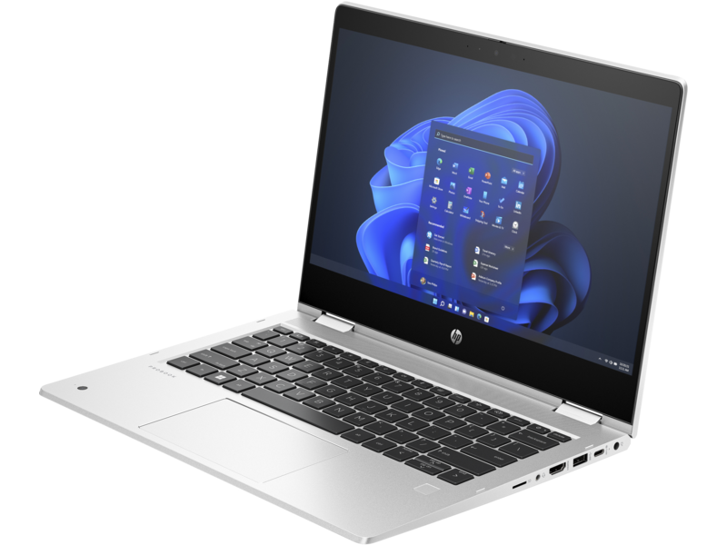 HP Pro 435 x360 G10 Notebook PC Natural Silver White BG Front Left