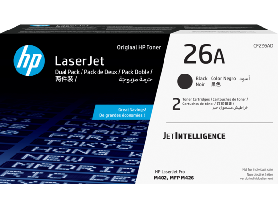 HP Laser Toner Cartridges and Kits, HP 26A 2-pack Black Original LaserJet Toner Cartridges