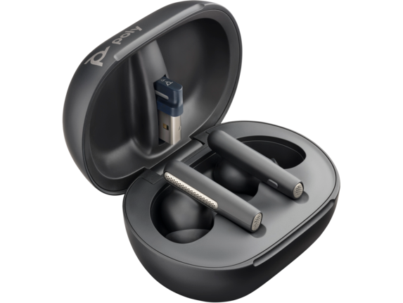 Poly Voyager Free 60+ UC BT700 Earbuds, Black Carbon adapter, Case USB Charge Touchscreen A