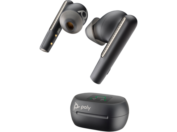 Poly Voyager Free 60+ UC Carbon Black Earbuds, BT700 USB A adapter, Touchscreen Charge Case [In-ear, 3.5 mm audio; Bluetooth®; USB Type-A, Three-microphone steerable array, Hybrid Active noise cancellation (ANC); Transparency mode]