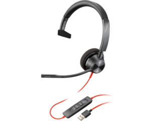 Poly Blackwire 3310 Microsoft Teams Certified Headset +USB-C/A Adapter TAA