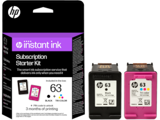 HP Instant Ink 63 Black and 63 Tri-color Subscription Starter Kit