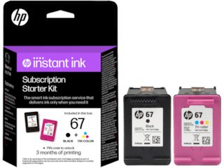 HP Instant Ink 67 Black and 67 Tri-color Subscription Starter Kit