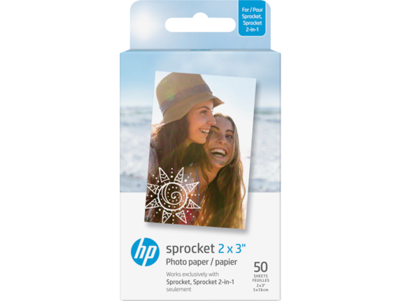 HP Photo Papers, HP Sprocket 2 x 3 in (5 x 7.6 cm) Photo Paper-50 sheets, 1DE39A