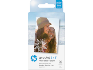 HP Sprocket Photo Paper, 2 x 3 in. (5 x 7.6. cm), 20 sheets