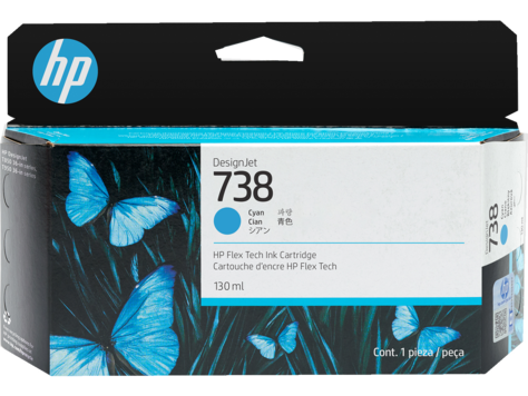 HP 738 498N5A 130-ml Cyan DesignJet Ink Cartridge DesignJet T850 T950 XT950