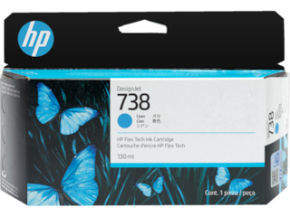 HP 738 130-ml Cyan DesignJet Ink Cartridge, 498N5A