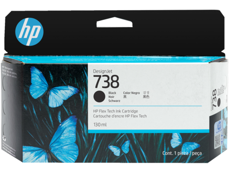 HP 738 498N4A 130-ml Black DesignJet Ink Cartridge DesignJet T850 T950 XT950