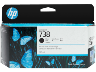 HP 738 130-ml Black DesignJet Ink Cartridge, 498N4A