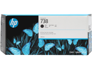 HP 738 300-ml Black DesignJet Ink Cartridge, 498N8A