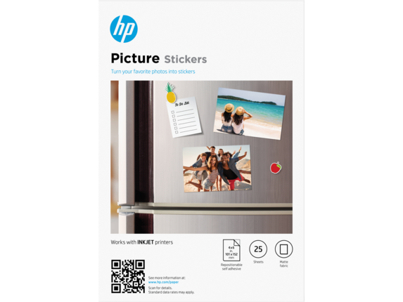 Image for HP Picture Stickers 4 x 6 in. (101 x 152 mm) 25 sheets from HP2BFED