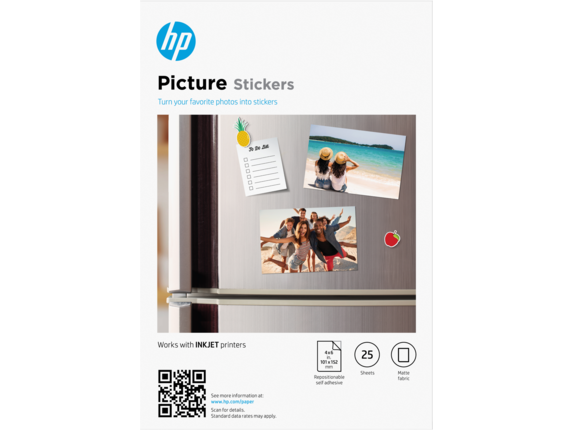 HP Photo Papers, HP Picture Stickers 4 x 6 in. (101 x 152 mm) 25 sheets