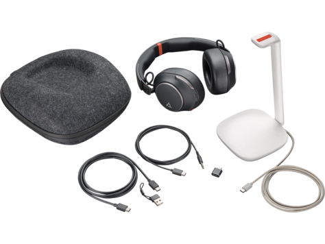 HP 8G7T7AA Poly Voyager Surround 85 UC USB-C headset + USB-C–USB-A-adapter + töltőállvány