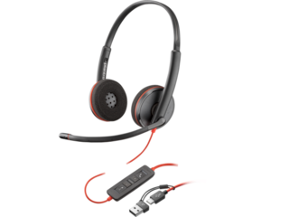 Poly Blackwire 3220 Stereo USB-C Headset +USB-C/A Adapter
