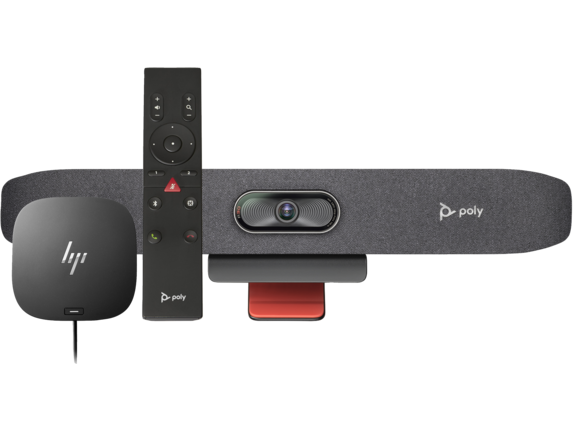Video, Poly Studio R30 USB Video Bar and BT Remote with HP USB-C Dock G5