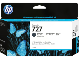 HP 727 130-ml Matte Black DesignJet Ink Cartridge, B3P22A