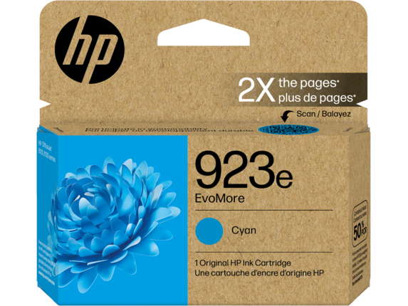 Ink Supplies, HP 923e EvoMore Cyan Original Ink Cartridge, 4K0T4LN