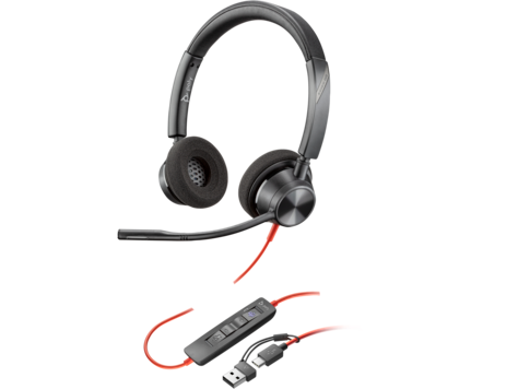 HP 8X220AA Poly Blackwire 3320 sztereó USB-C headset Microsoft Teams-tanúsítvánnyal + USB-C–USB-A-adapter