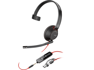 Poly Blackwire 5210 Monaural USB-C Headset +3.5mm Plug +USB-C/A Adapter Poly Blackwire 5210 Monaural USB-C Headset +3.5mm Plug +USB-C/A Adapter