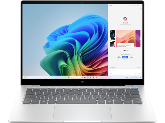 HP Home Laptop PCs, HP OmniBook X Laptop 14, Windows 11 Home, 14", Touch screen, Qualcomm® X Plus, 16GB RAM, 1TB SSD, 2.2K, Glacier silver