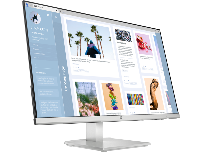 24C1 HP Series 5 23.8 FHD Height Adjust Monitor 524sh JetBlack screenSH CoreSet FrontRight WhiteBg