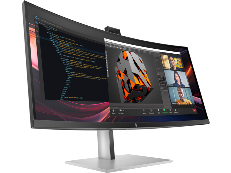 HP Series 7 Pro 34 WQHD Conferencing Monitor - 734pm PikeSilver CoreSet FrontRight WhiteBg