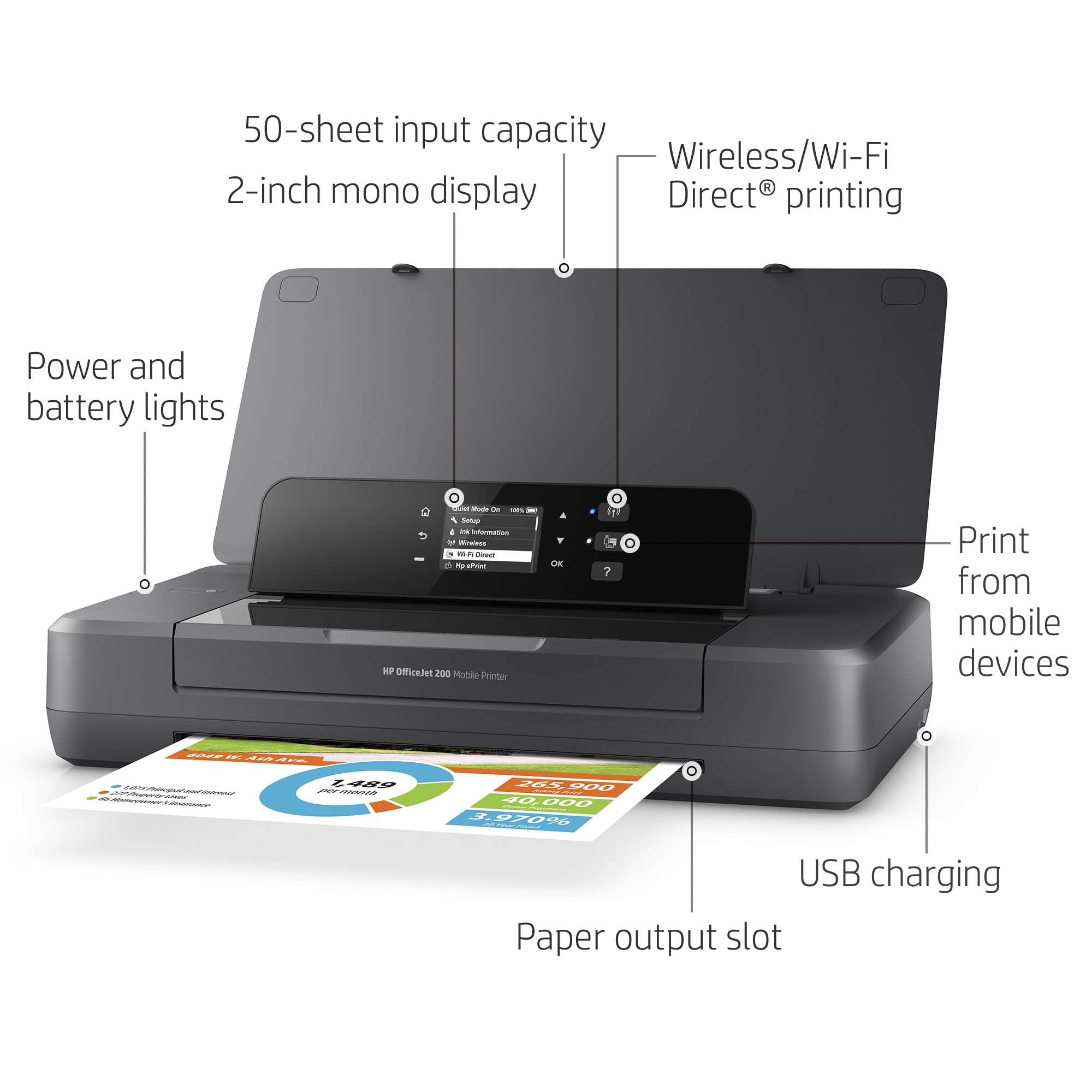 HP OfficeJet 200 Mobile Printer | HP ePrint | Wireless Direct Printing | CZ993A - Picture 9 of 10