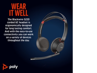 Poly Blackwire 5220 Stereo USB-C Headset +3.5mm Plug +USB-C Poly Blackwire 5220 Stereo USB-C Headset +3.5mm Plug +USB-C