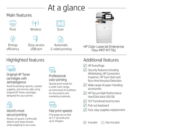Series 7 of 13 Laser Multifunction Printers, HP Color LaserJet Enterprise Flow MFP M776z