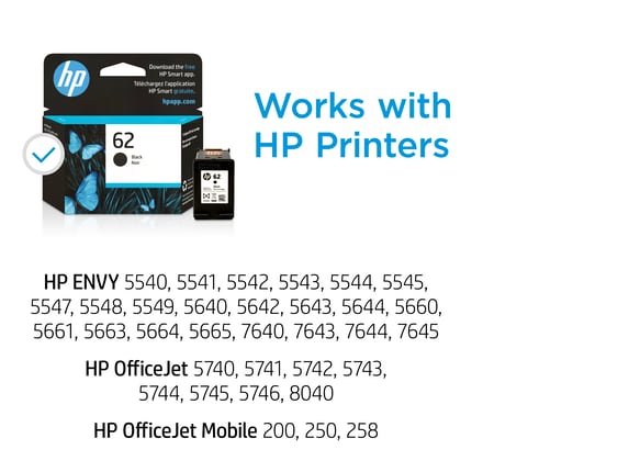 HP® 62 Black Original Ink Cartridge (C2P04AN#140)