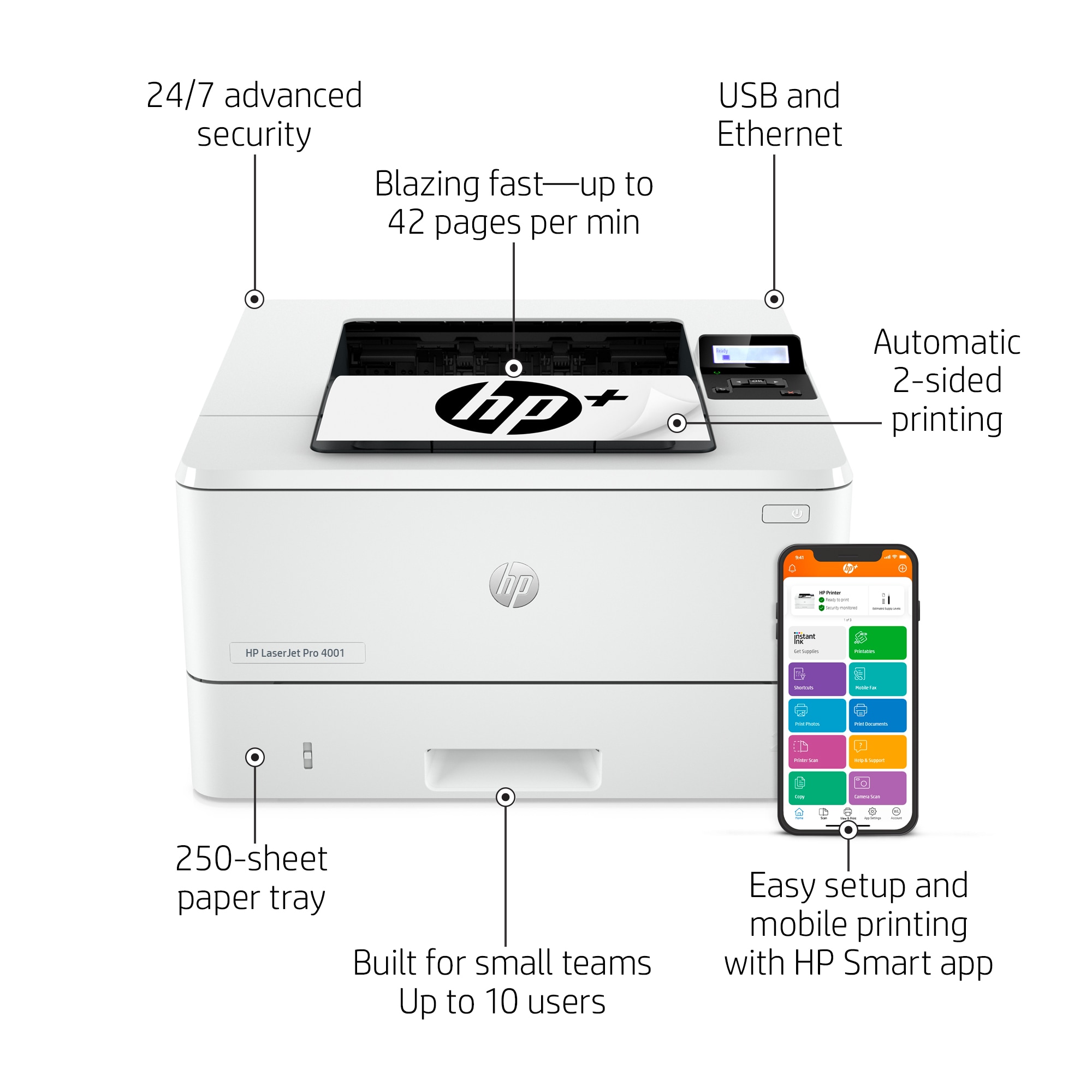 Hp Laserjet Pro 4001dne Printer Zdass Gsa 9312