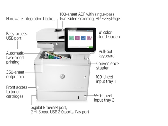 Series 7 of 12 Laser Multifunction Printers, HP Color LaserJet Enterprise Flow MFP M578c