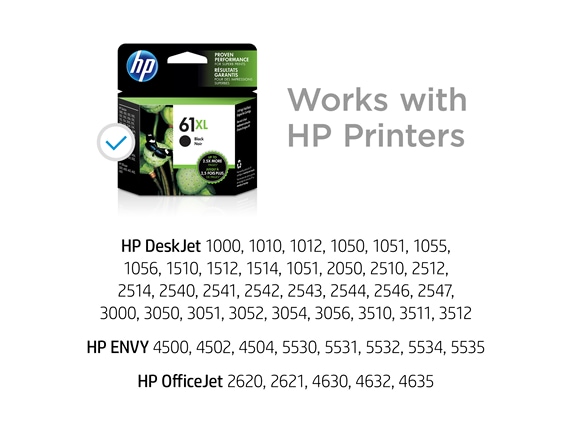Series 5 of 9 Ink Supplies, HP 61XL High Yield Black Original Ink Cartridge, CH563WN#140